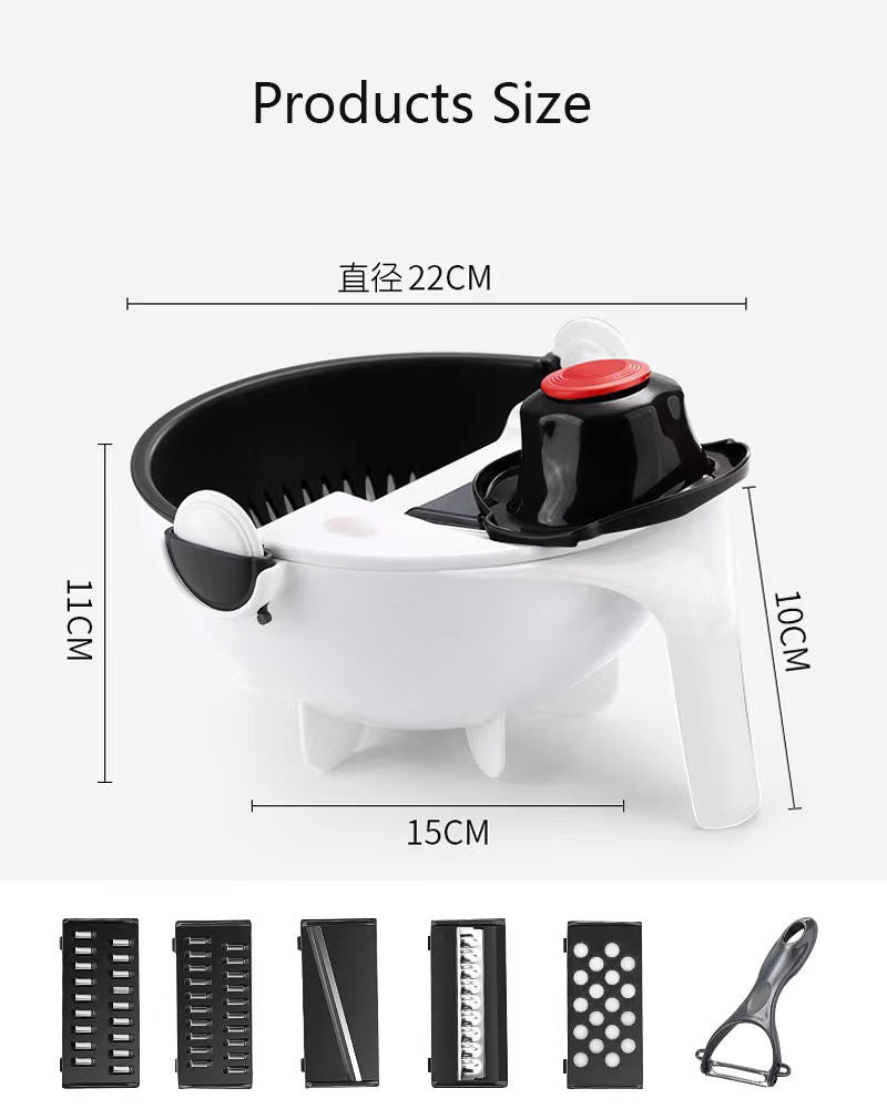 9-in-1 Multifunctional Vegetable Cutter & Colander Bowl