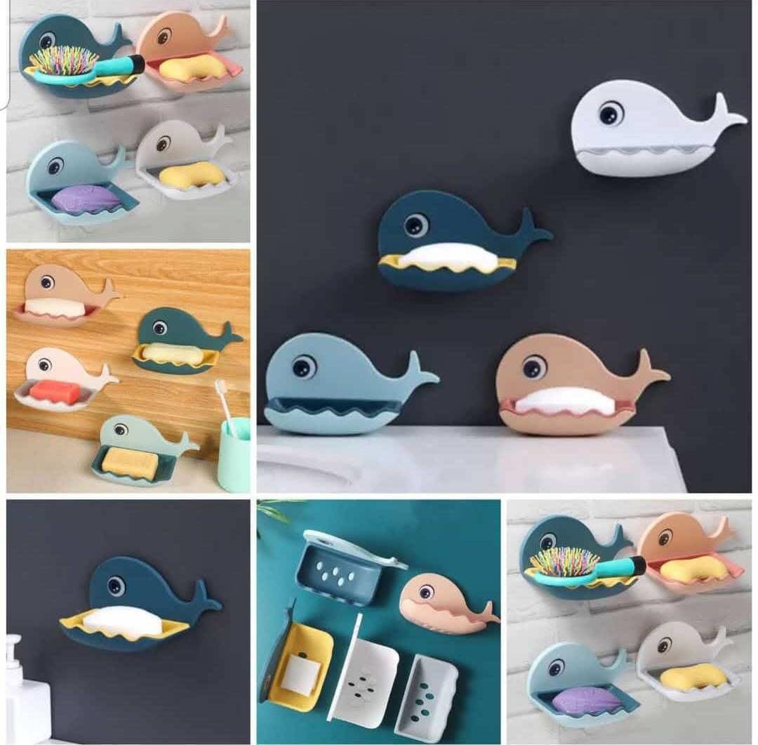 Fish-Shaped Double-Layer Adhesive Waterproof Soap Bar Holder Stand