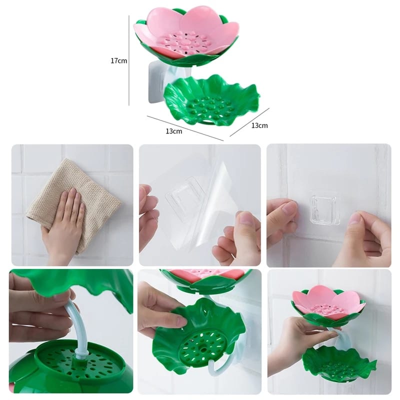 Double Wall Hanging Drain Soap Box Multifunctional Lotus