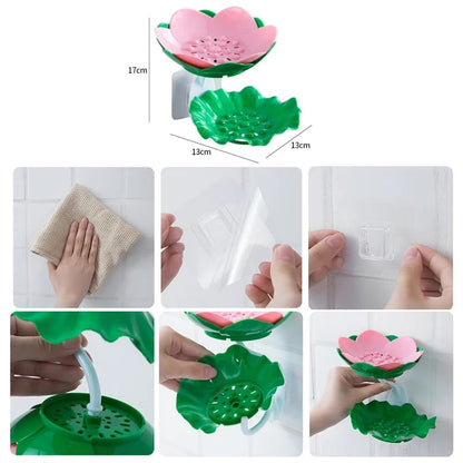 Double Wall Hanging Drain Soap Box Multifunctional Lotus
