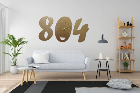 3d wall clock Wooden Golden color Wall Clock