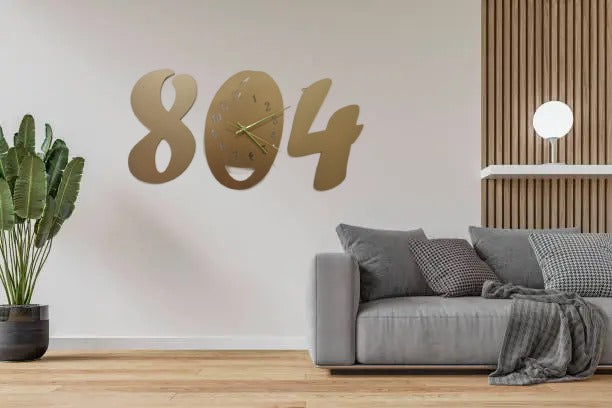 3d wall clock Wooden Golden color Wall Clock