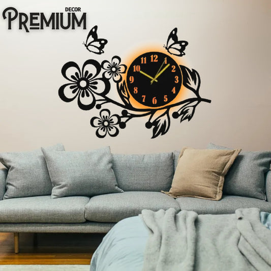 3d wooden Flower wall clock Wall decor