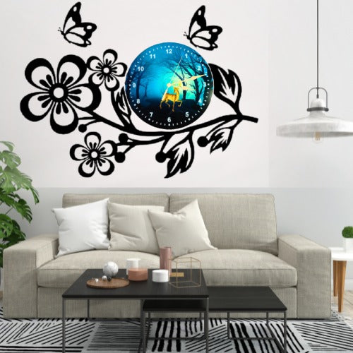 3D Wooden Flower Clock With Esthetic Dial Wall