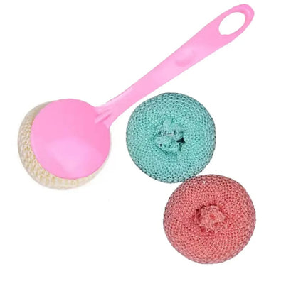 Multipurpose Fiber Cleaning Balls with Long Handle