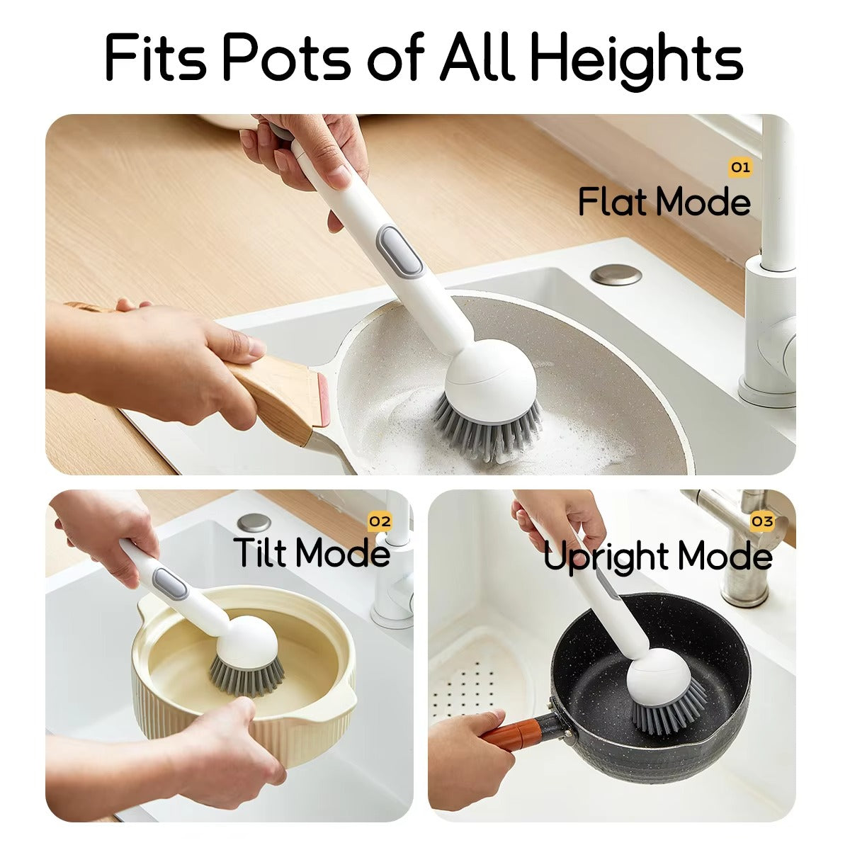 Kitchen Cleaning Adjustable Handle Brush With Soap Dispenser