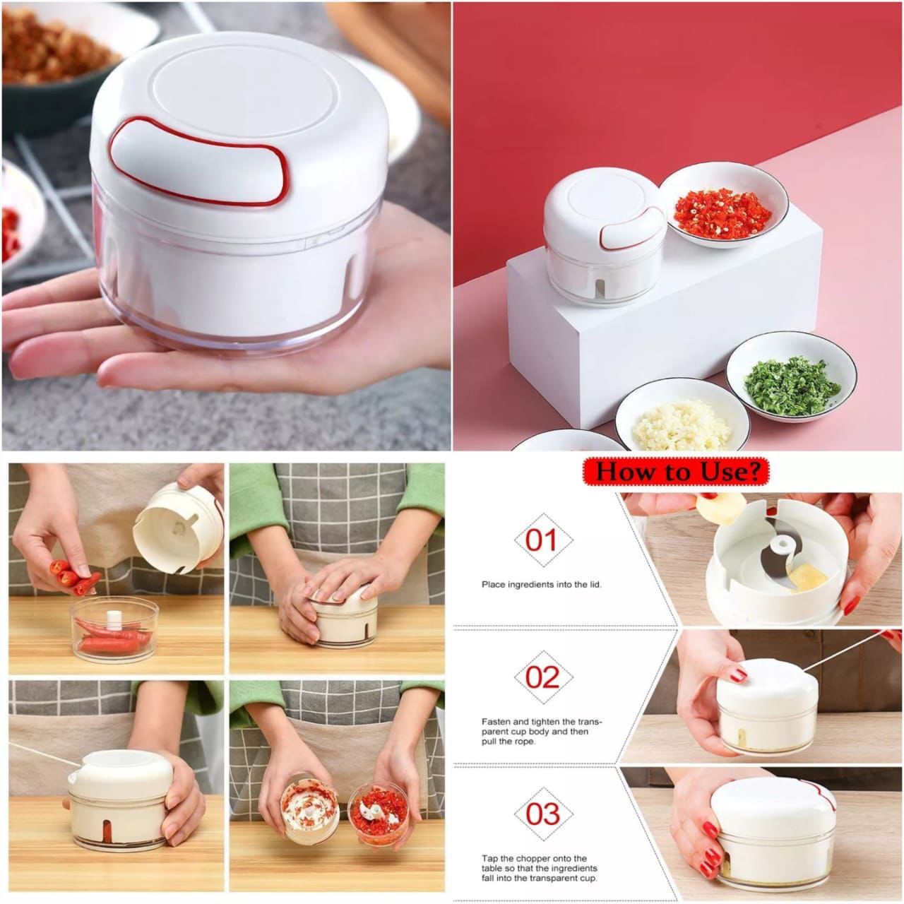 MINI FOOD CHOPPER Powerful Meat Grinder Hand-power Food