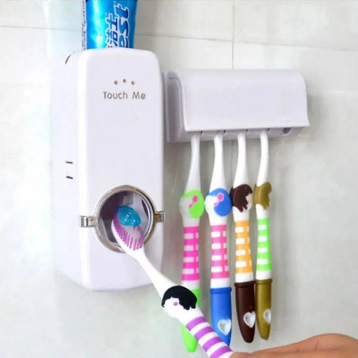 Automatic Toothpaste Dispenser With Toothbrush Holder Easy Use