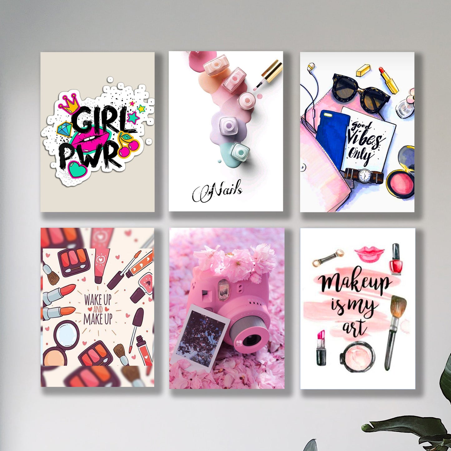 set of 6 make up themed girls room