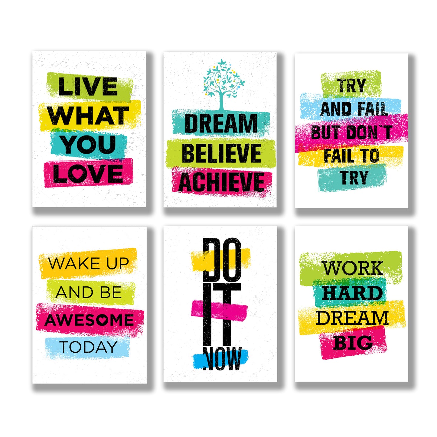 set of 6 Motivational sticky canvas frames