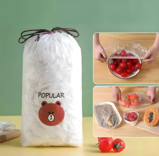 100 PCS Disposable Food Cover Plastic Bags Transparent
