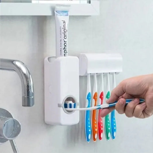 Tooth Paste Dispenser With 5 Brush Holder Wall