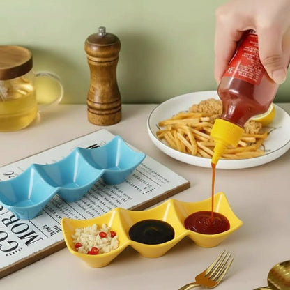 3 Grid Japanese Dip Sauce Tray Plastic Sauce