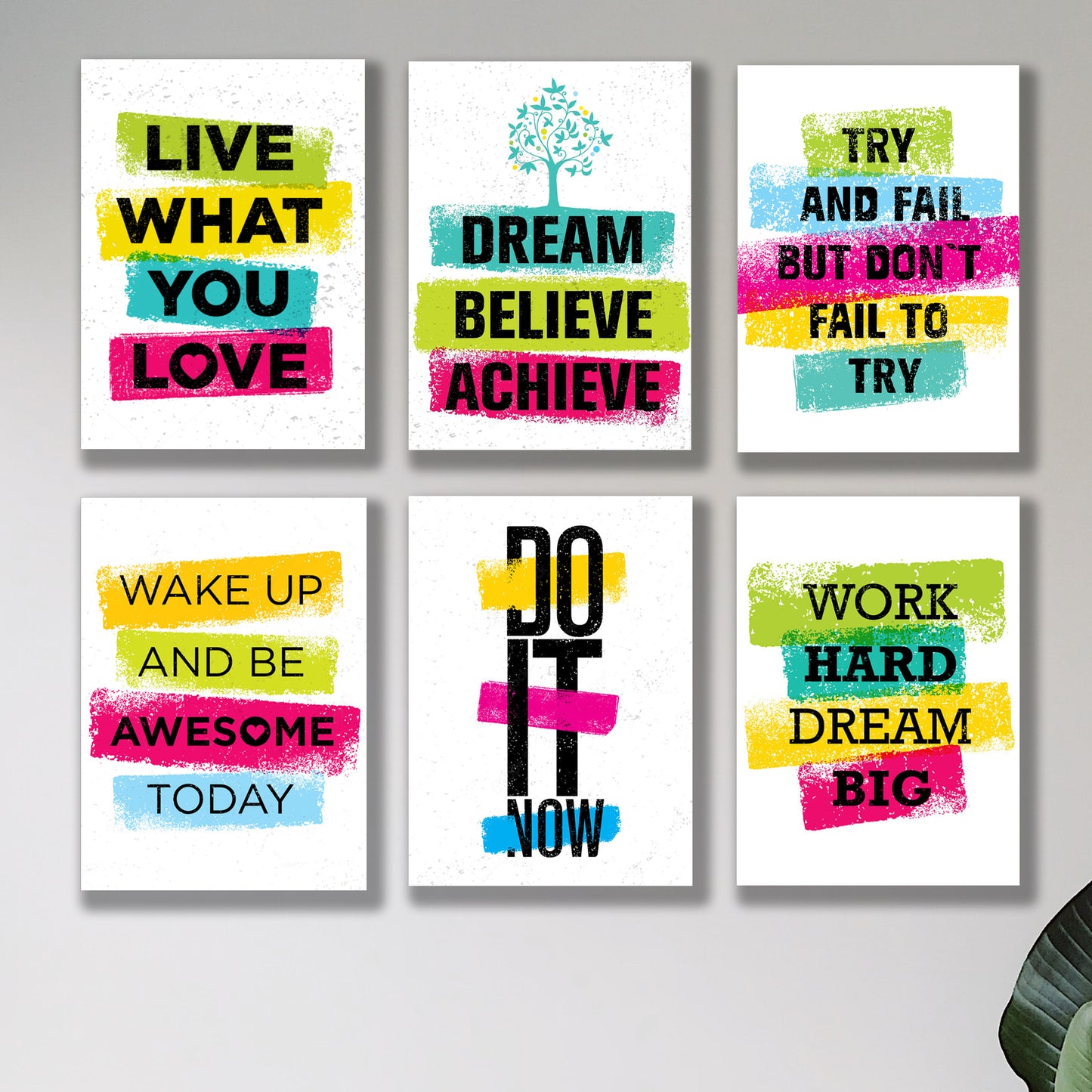 set of 6 Motivational sticky canvas frames