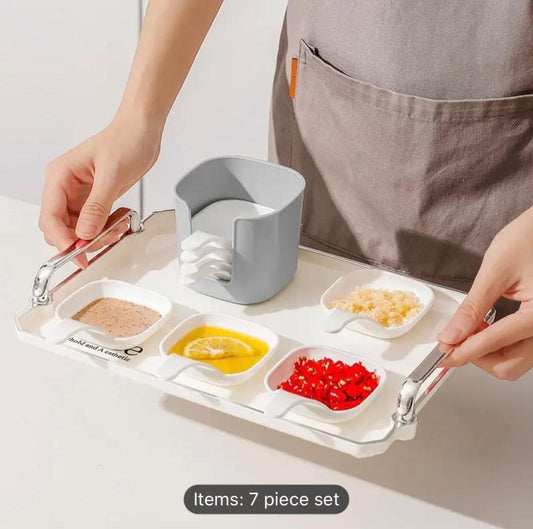7Pcs Polished Plastic Sauce Dish Set Food Storage