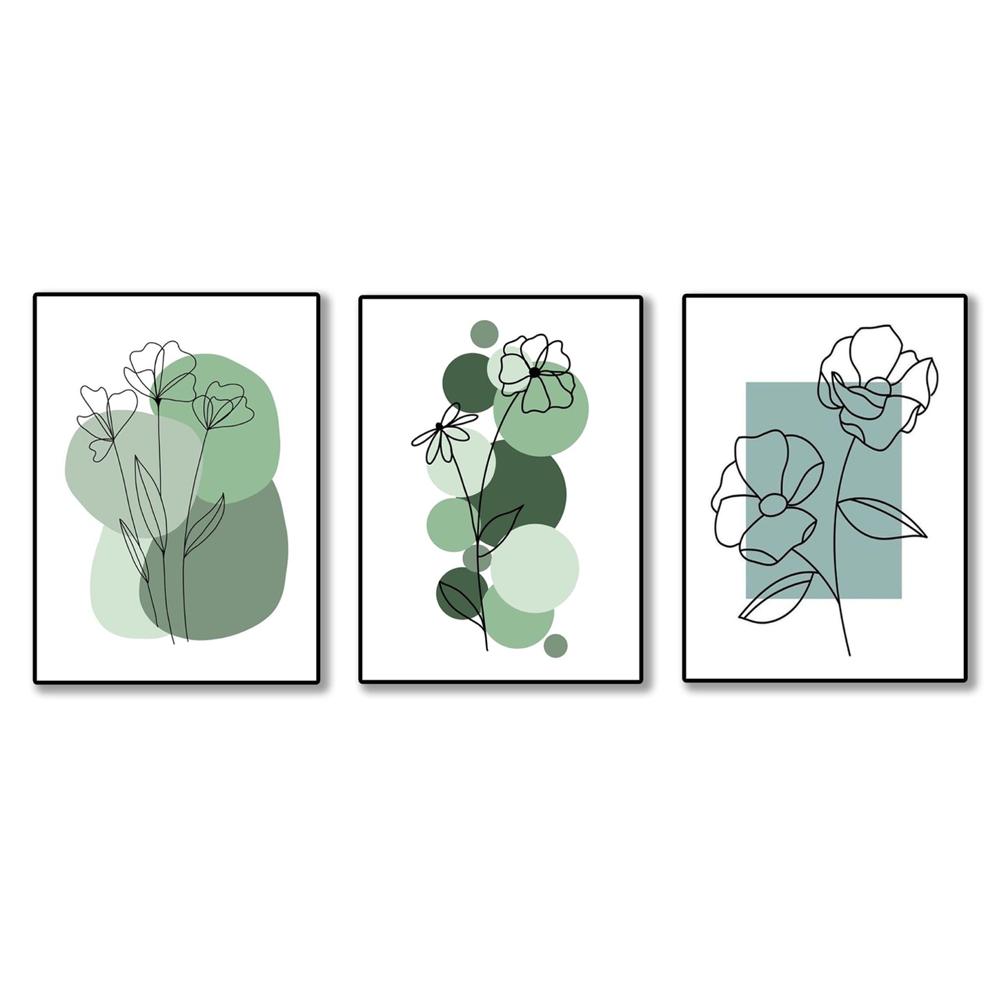 set of 3 abstract plant art wooden canvas