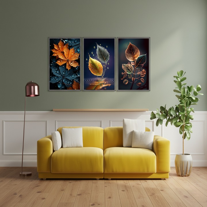 3-Piece Autumn Leaf Wall Art Frames