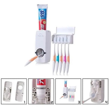 Automatic Toothpaste Dispenser With Toothbrush Holder Easy Use