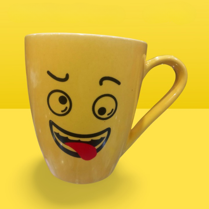 Smart and Cute Emoji Ceramic Smiley Cup with Spoon