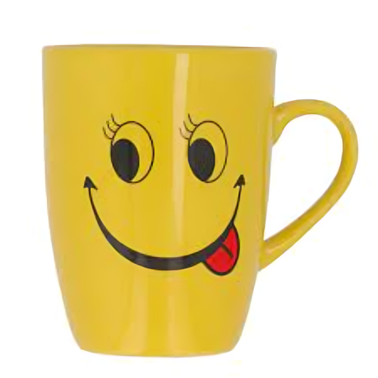Smart and Cute Emoji Ceramic Smiley Cup with Spoon